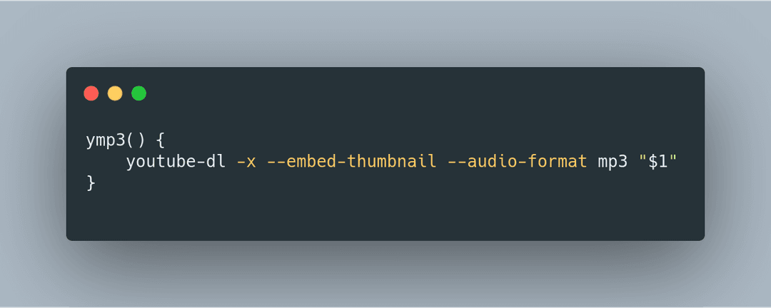 Bash terminal showing youtube-dl mp3 download function