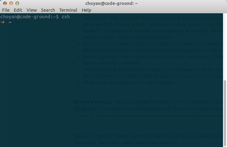Ubuntu terminal with Oh My Zsh and Solarized color scheme